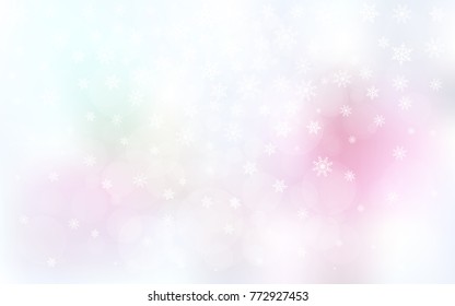 Light Pink, Yellow vector cover with beautiful snowflakes. Glitter abstract illustration with crystals of ice. The pattern can be used for year new  websites.