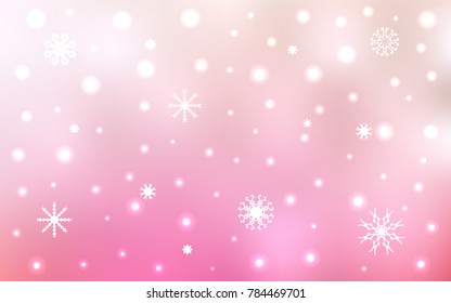 Light Pink, Yellow vector cover with beautiful snowflakes. Modern geometrical abstract illustration with crystals of ice. The template can be used as a new year background.