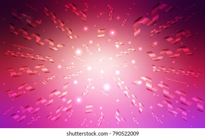 Light Pink, Yellow vector cover with happy holiday ribbons. Beautiful colored illustration with ribbon in celebration style. The pattern can be used for birthday gifts, congratulations.
