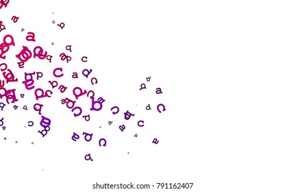 Light Pink, Yellow vector cover with english symbols. Abstract illustration with colored latin alphabet. The pattern can be used for ad, booklets, leaflets of education.