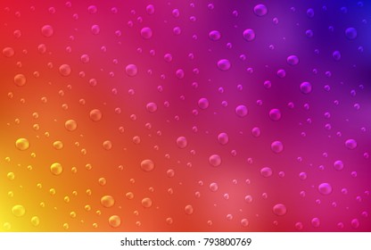 Light Pink, Yellow vector cover with spots. Glitter abstract illustration with blurred drops of rain. The pattern can be used for ads, leaflets of liquid.