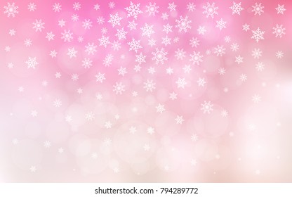 Light Pink, Yellow vector cover with beautiful snowflakes. Modern geometrical abstract illustration with crystals of ice. The pattern can be used for new year leaflets.