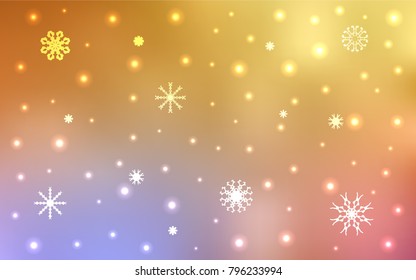 Light Pink, Yellow vector cover with beautiful snowflakes. Shining colored illustration with snow in christmas style. The pattern can be used for new year ad, booklets.