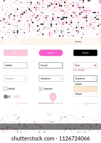 Light Pink, Yellow vector design ui kit with dots. Colorful ui/ux kit with header consisted of spheres. This template you can use for landing pages.
