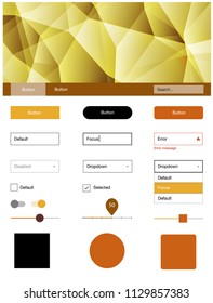 Light Pink, Yellow vector design ui kit with mosaic. Colorful ui/ux kit with header consisted of triangles. This template you can use for websites.