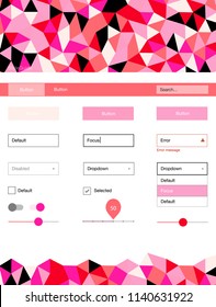 Light Pink, Yellow vector design ui kit with mosaic. Modern Style guide in polygonal style with triangles. This sample is for your website.