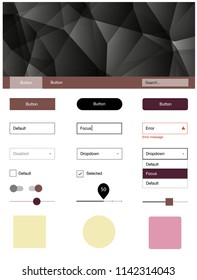 Light Pink, Yellow vector design ui kit with mosaic. Web ui kit with abstract gradient triangles in its header. Modern template for your landing page.