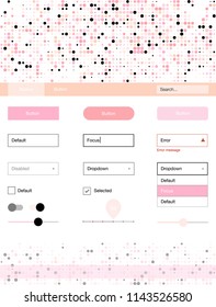 Light Pink, Yellow vector design ui kit with dots. Simple Material Design Kit with colorful dots in header. Simple colorful design for websites.