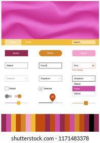 Light Pink, Yellow vector design ui kit with curved circles. Colorful abstract illustration with gradient lines. This template you can use for landing pages.