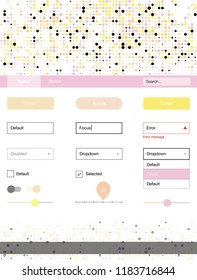 Light Pink, Yellow vector design ui kit with dots. Colorful ui/ux kit with header consisted of spheres. This sample is for your landing page.