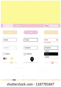 Light Pink, Yellow vector design ui kit with mosaic, circles. Style guide with triangles, circles on abstract background. Modern template for your landing page.