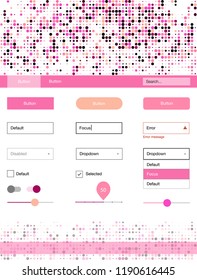 Light Pink, Yellow vector design ui kit with dots. Modern Style guide with colorful gradient circles in its header. This sample is for your website.
