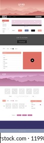 Light Pink, Yellow vector design ui kit with landscape. Simple Material Design Kit with colorful mountains in header. Template for landing pages of leisure.