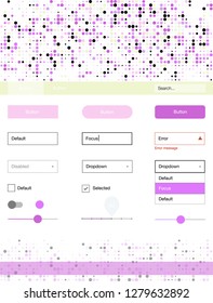 Light Pink, Yellow vector design ui kit with dots. Decorative ui kit design in abstract style with colorful dots. This template you can use for landing pages.