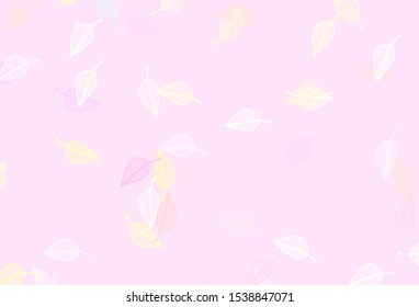 Light Pink, Yellow vector doodle pattern. Glitter abstract illustration with leaves. The textured pattern for website.