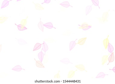 Light Pink, Yellow vector doodle pattern. Glitter abstract illustration with leaves. The textured pattern for website.