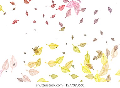Light Pink, Yellow vector doodle pattern. Decorative illustration with abstract colorful leaves. Brand new design for your business.