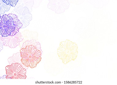 Light Pink, Yellow vector doodle background with leaves. Abstract illustration with flowers in doodles style. A new texture for your wallpaper design.