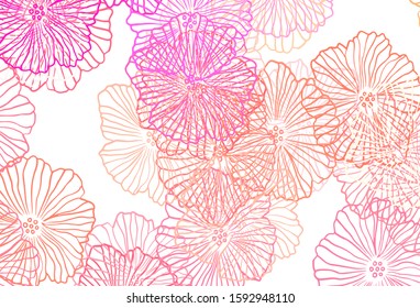 Light Pink, Yellow vector doodle template with leaves. Modern abstract illustration with flowers. New design for your business.
