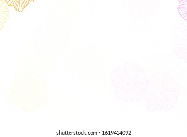 Light Pink, Yellow vector doodle pattern with leaves. Sketchy doodle flowers on white background. Brand new style for your business design.