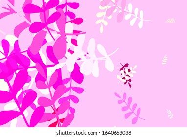 Light Pink, Yellow vector doodle pattern with leaves. Doodle illustration of leaves in Origami style with gradient. Elegant pattern for your brand book.