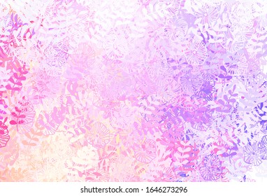 Light Pink, Yellow vector doodle template with leaves, flowers. Decorative design in Indian style on white background. Hand painted design for web, leaflets.