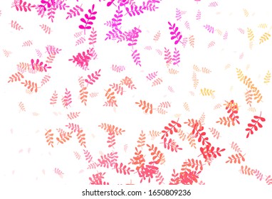Light Pink, Yellow vector doodle pattern with leaves. Colorful illustration in doodle style with leaves. Hand painted design for web, wrapping.