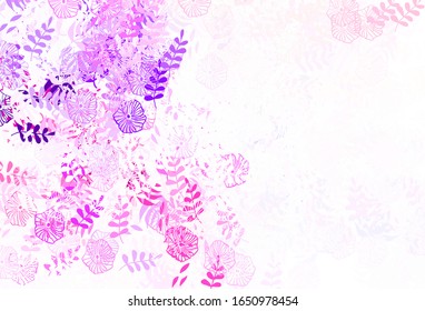 Light Pink, Yellow vector doodle backdrop with leaves. Blurred decorative design in Indian style with leaves. The best design for your business.