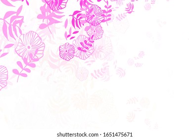 Light Pink, Yellow vector doodle template with leaves. leaves on blurred abstract background with gradient. Brand new design for your business.