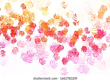 Light Pink, Yellow vector doodle background with leaves. New colorful illustration in doodle style with leaves. New design for your business.