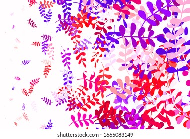 Diseño de doodle vectorial amarillo rosa claro con hojas. Ilustración colorida en estilo doodle con hojas. Patrón para papeles pintados, libros coloreados.