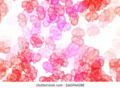 Light Pink, Yellow vector doodle background with flowers. Brand new colored illustration with flowers. Colorful pattern for kid's books.