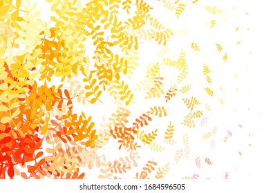 Tejido de doodle de color rosa claro, amarillo vectorial con hojas. Ilustración creativa en estilo borroso con hojas. Una textura nueva para el diseño de papel pintado.