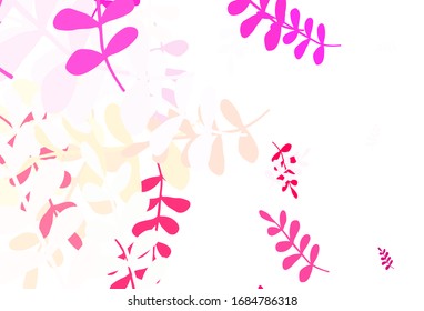 Light Pink, Yellow vector doodle pattern with leaves. Doodle illustration of leaves in Origami style with gradient. Elegant pattern for your brand book.