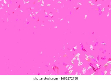 Light Pink, Yellow vector doodle background with leaves. leaves on blurred abstract background with gradient. Elegant pattern for your brand book.