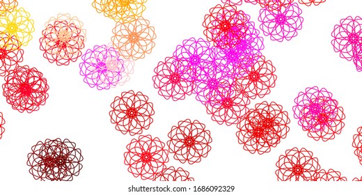 Light Pink, Yellow vector doodle background with flowers. Illustration with abstract colorful flowers with gradient. Brand new business design.