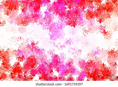 Light Pink, Yellow vector doodle background with branches. Colorful abstract illustration with leaves in doodle style. The best design for your business.