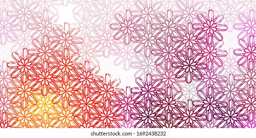 Fondo de doodle de color rosa claro, vector amarillo con flores. Diseño sencillo con flores sobre fondo abstracto. Mejor diseño para su negocio.