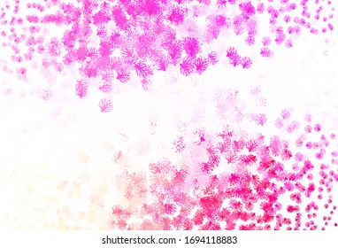 Light Pink, Yellow vector doodle pattern with branches. Colorful illustration in doodle style with leaves, branches. Hand painted design for web, wrapping.