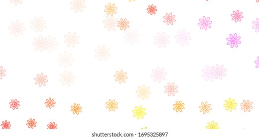 Light Pink, Yellow vector doodle pattern with flowers. Simple design with flowers on abstarct background. Best design for your business.