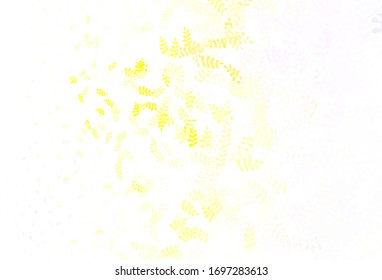 Hellrosa, gelbe Vektorillustration doodle Textur mit Blättern. Kreative Illustration im unscharfen Stil mit Blättern. Doodle Design für Ihre Website.