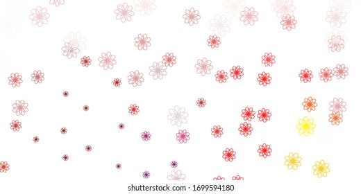 Light Pink, Yellow vector doodle background with flowers. Simple design with flowers on abstarct background. Pattern for website designs.