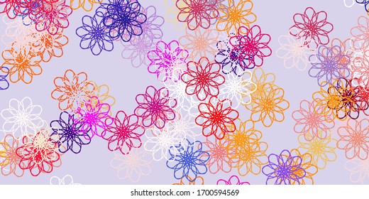 Light Pink, Yellow vector doodle pattern with flowers. Gradient colorful abstract flowers on simple background. Smart design for wrapping, wallpapers.