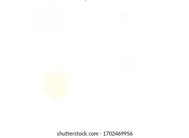 Light Pink, Yellow vector doodle pattern with flowers. Colorful illustration in doodle style with flowers. New design for your business.