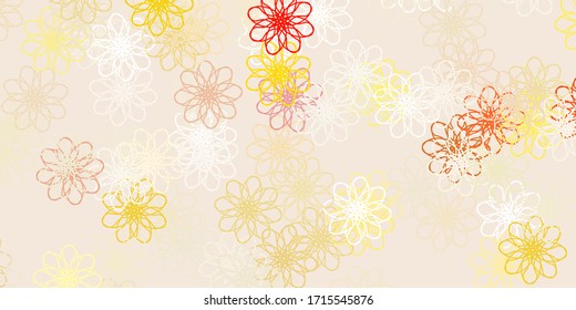 Hellrosa, gelbe Vektorillustration, doodle Struktur mit Blumen. Einfache farbige Illustration mit abstrakten Blumen. Muster für Frauentag-Beförderung.