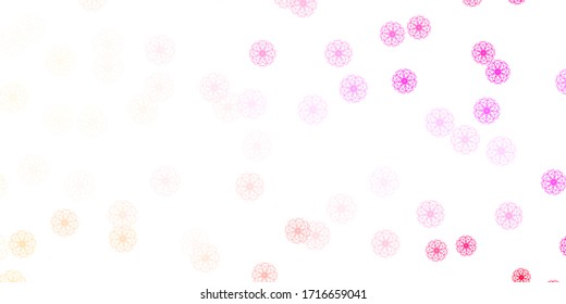 Light Pink, Yellow vector doodle pattern with flowers. Colorful flowers in natural style on simple background. Pattern for women day promotion.