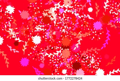 Color rosa claro, fondo de doodle vectorial amarillo con flores, rosas. Nueva ilustración de color con flores. Nuevo diseño para su negocio.