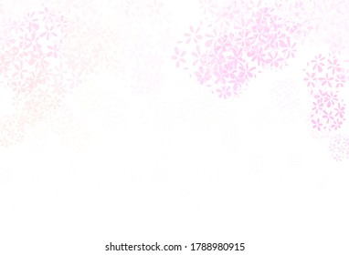 Light Pink, Yellow vector doodle pattern with leaves. leaves on elegant natural pattern with gradient. Textured pattern for websites, banners.