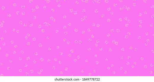 Light pink, yellow vector doodle pattern with flowers. Abstract illustration with flowers in Origami style. Best design for your business.