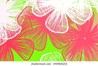Light Pink, Yellow vector doodle pattern with flowers Colorful illustration with flowers in doodle style. A new texture for your wallpaper design.